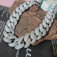 Bracelet en argent sterling 925 personnalisé RB Gems, diamants VVS, or rose, chaîne cubaine glacée, style romantique, charme raffiné, certifié GIA