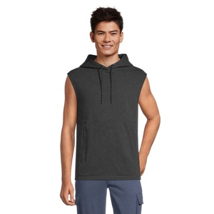 2024 XS Size <b>Men's</b> Workout <b>Sleeveless</b> Gym <b>Hoodie</b> Breathable French Muscle Cut Tank Custom Logo Solid Print Pattern for Summer - Product Image 1