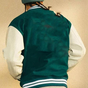 OEM Offre Spéciale personnalisé Satin Bomber Letterman Baseball Varsity Noir Vert Satin Veste Pour Hommes Femmes Casual Wear 280 GSM - Product Image 4