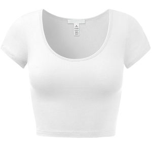 เสื้อยืดแขนสั้นทรงสลิมฟิตสำหรับผู้หญิงเสื้อยืดเอวลอยโลโก้แบบกำหนดเอง - Product Image 4