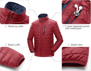2025 Men's Casual Solid Pattern Puffer <b>Jacket</b> <b>Lightweight</b> <b>Packable</b> Winter Coat Zipper Closure Breathable <b>Waterproof</b> Cotton Front - Product Image 5