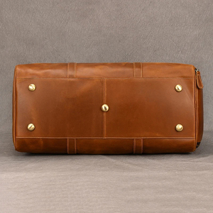 Full Impression Custom LOGO Genuine Leather Travel <b>Weekender</b> Overnight Duffel <b>Bag</b> Gym Sports Tote Duffle <b>Bag</b> <b>for</b> Men <b>Women</b> - Product Image 5