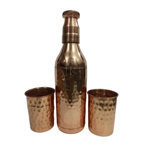 Hammered Copper <b>Bottle</b> for Water Leak Proof Pure Copper <b>Bottle</b> for <b>Travelling</b> Ayurveda Healing Health Benefit Free Sample - Product Image 4