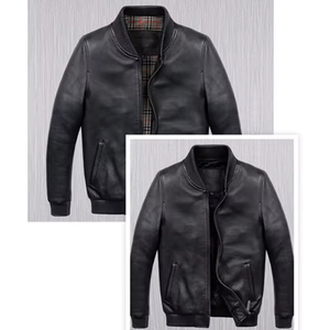 Chaquetas de Cuero, Nuevos Diseños, Hechas a Medida, Chaqueta Bomber de Piel de Oveja Color Bronceado, Chaqueta de Invierno para Hombre - Product Image 5