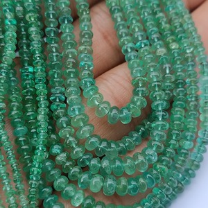 ลูกปัดพลอยมรกตธรรมชาติทรงรีสีเขียวขัดเงาขนาด 3-5 มม. (18 นิ้ว) สำหรับทำเครื่องประดับ - Product Image 1