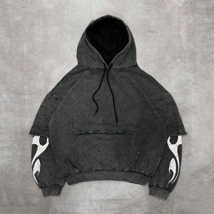 ผู้ผลิตเสื้อฮู้ดดี้โอเวอร์ไซส์แบบซักหนัก สไตล์วินเทจ พิมพ์ลายสตรีทแวร์ คุณภาพสูง ขายส่ง - Product Image 1