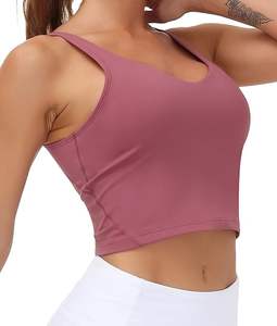 OEM personalizado fabricantes cómodo elástico sólido chaleco cuello en V recortada Halter camiseta sin mangas para las mujeres - Product Image 2