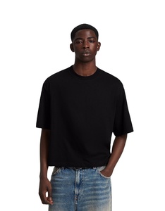 Personalizado para hombre de algodón de gran tamaño Boxy recortado de peso pesado de impresión de estilo de la calle de talla grande transpirable frente Logo posición camiseta para hombres - Product Image 1