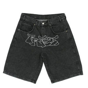Streetwear personnalisé pour hommes et femmes 2025 Short Hip Hop brodé d'été Jorts en denim de haute qualité avec impression sur le devant Broderie 3D - Product Image 1