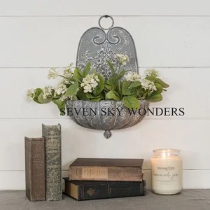 Venta caliente hogar interior decoración macetas personalizadas hechas a mano Metal galvanizado colgante montado en la pared maceta estilo Vintage - Product Image 4