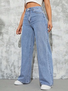 Pantalones Vaqueros de Pierna Recta de Algodón Estampado para Mujer, Peeqi D8751, Otoño, Venta al por Mayor, Nuevos, con Pedrería, Lavados, Talla Grande - Product Image 3