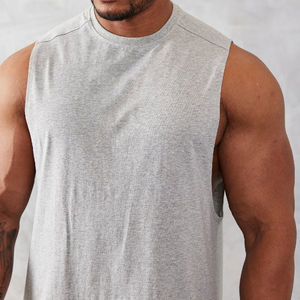 OEM Service wholesale plain thick cotton gym tank tops for men <b>black</b> sleeveless sportswear designed for durability and comfort - Product Image 3