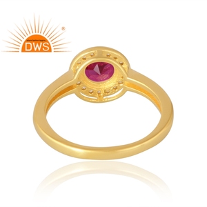 แหวนเงินแท้ 925 ชุบทอง 18K ประดับทับทิมธรรมชาติและเพชร CZ ดีไซน์ทันสมัยสำหรับผู้หญิงและผู้ชาย รุ่นขายดีล่าสุด - Product Image 2