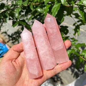 Wholesale Natural Rose Quartz Stone Obelisk Tower Jumbo <b>Pink</b> Crystal Wand Gemstone Pencil Tower Carved Fairy Home Decoration - Product Image 3