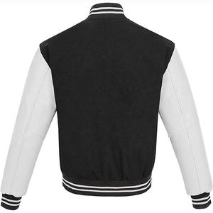 Veste universitaire brodée pour homme, style streetwear, logo, veste de baseball, veste universitaire noire avec manches en cuir blanc 2026 - Product Image 3