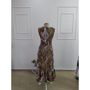 Vestido sin mangas con estampado étnico Waist-Gipeli para mujer, 31183 - Café - Product Image 6