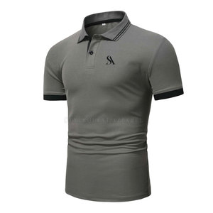 T-shirts polo respirants imprimés avec logo personnalisé pour hommes Motif élégant en toile solide - Product Image 1