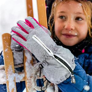 ถุงมือสกีกันลมสำหรับเด็กถุงมือเล่นสโนว์บอร์ดกันน้ำฤดูหนาวถุงมือสกีหนังกันลมกลางแจ้ง - Product Image 2
