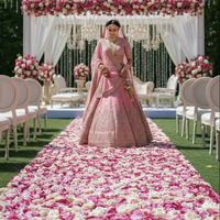 Tapis floral rose pour allée royale de mariage, toile de fond murale pour événement d'anniversaire, panneaux de scène de réception, décoration de mariage en destination