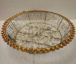 Elegant handcrafted metal iron <b>hamper</b> basket with vintage details for laundry <b>storage</b> home organization and decor - Product Image 1