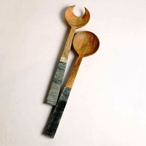 Juego de servidor de ensalada de madera Juego de servidor de ensalada hecho a mano Producto de madera para uso doméstico en la cocina - Product Image 3