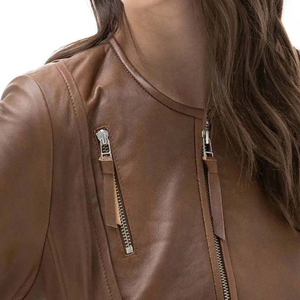 Veste en cuir personnalisée de haute qualité pour femmes Manteaux à manches longues Veste en cuir imperméable pour femmes à vendre 2025 - Product Image 6