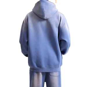 Custom Manufacturer Sun Faded Hoodies and Sweatpants Baggy French Terry Flared Sweatsuit Men Sun <b>Bleached</b> Zip up Tracksuit Set - Product Image 6
