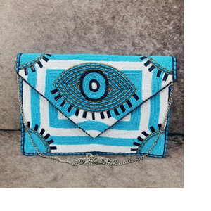 Sacs à bijoux portables en microfibre à fermeture ouverte, ornés de perles de verre personnalisées motif œil bleu, pour la revente - Product Image 2