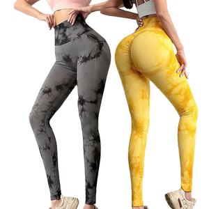 Pantalon de yoga taille haute sans coutures Tie Dye XL Plus respirant Push Workout Fitness Gym Tights Scrunch fesses leggings pour femmes - Product Image 1