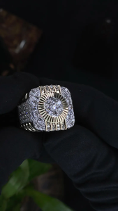 Luxury Moissanite Diamond Round Halo <b>Ring</b> In 925 Sterling Silver Bold Hip Hop Statement <b>Ring</b> <b>For</b> <b>Men</b> - Product Image 2