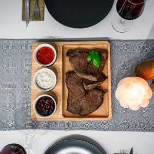 Assiette en bois artisanale avec plateau en bambou pour une présentation élégante du dîner et un nettoyage facile de l'Inde - Product Image 3