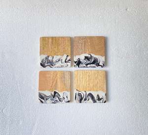 Posavasos para servir té de mejor diseñador, resina epoxi multifuncional y Estera de té de madera de acacia, vajilla de pago, accesorios de cocina - Product Image 4