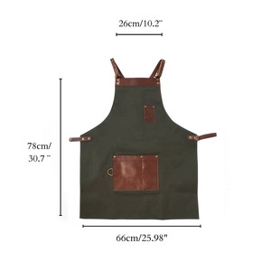 Vintage Style <b>Waxed</b> <b>Canvas</b> Apron with Leather Pockets Multiple Pockets Perfect for Professional & Home Use AAA-0027C - Product Image 6