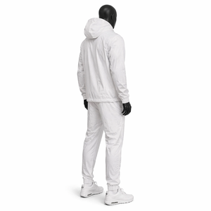 <b>Men</b>’s <b>White</b> Hooded Windbreaker Tracksuit Set Lightweight Waterproof Full Zip <b>Jacket</b> Jogger Pants Custom Logo OEM - Product Image 6