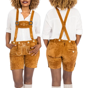 100% haut de haute qualité en cuir bavarois véritable Lederhosen Shorts pour femmes élégant et respirant poche Logo bouton décoration - Product Image 3