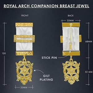 LA COLLECTION MASONIQUE Bijou de poitrine des compagnons de l'arche royale-Symbole du triple tau-Finition dorée-Portefeuille en bijou transparent - Product Image 4