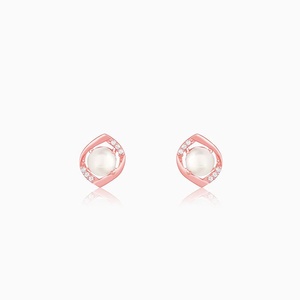 Boucles d'oreilles perlées en or rose - Product Image 6