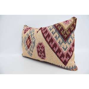 Almohada de lana naranja de estilo tradicional con estampado geométrico de 16x24 pulgadas con estampados cuadrados florales vintage estilo de lujo para uso en sofá - Product Image 4