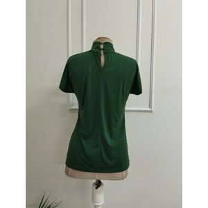 Blusa de Cuello Alto de Manga Corta para Mujer con Detalle de Volantes, Blusa Sandy, 36659 - Esmeralda - Product Image 6