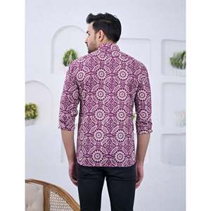 Chemise décontractée pour homme en coton imprimé à manches longues, respirante, en popeline ou tissu Oxford, motif floral ou à pois, offre ODM - Product Image 5