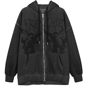 เสื้อฮู้ดดี้ผู้ชายผ้าฝ้ายฟลีซ 100% พรีเมียมทรงโอเวอร์ไซส์ ล้างสีแบบ 3D ซิปเต็มตัว รับสกรีนโลโก้ ระบายอากาศได้ดี สีพื้น - Product Image 3