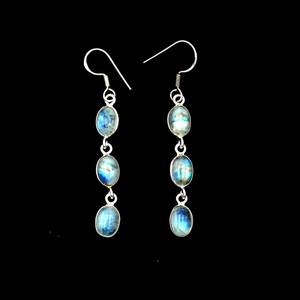 Boucles d'oreilles vintage en argent sterling 925 certifié GIA clous fins en pierre de lune naturelle pour filles - Product Image 2