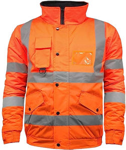 เสื้อแจ็คเก็ตนิรภัยโพลีเอสเตอร์สะท้อนแสง กันน้ำ ระบายอากาศ มีหลายกระเป๋า คุณภาพสูง สวมใส่สบาย รับผลิตตามแบบ (OEM) - Product Image 6