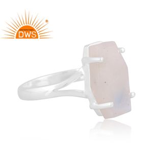 แหวนแยกพลอยสีเงินสเตอร์ลิงธรรมชาติสีรุ้งและพระจันทร์ผลิตตามแบบ - Product Image 3