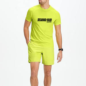 Couleur de citron respirant course entraînement couleur unie blanc chemise de course polyester broderie chemise lavée coton chemises de course - Product Image 1