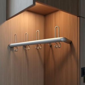 Wandgarderobe Aluminum F1 Natural 3 Hat/6 Coat <b>Hooks</b> 600mm Length 200mm <b>Hook</b> Spacing - Product Image 3