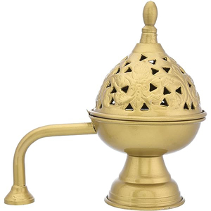 Brûleur Bakhoor en laiton de dernière conception avec qualité exclusive Brûleur d'encens couleur or de taille personnalisée avec couvercle en relief conçu - Product Image 3