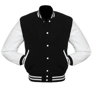 2025 Venta al por mayor personalizado Letterman béisbol equipo universitario de lana con mangas de cuero chaquetas universitarias en blanco para la escuela de los hombres - Product Image 6