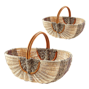 CESTA DE PICNIC DE COSECHA DE RATÁN Natural de alta calidad de Vietnam con mango de ratán resistente para uso en exteriores - Product Image 1