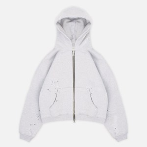 Sudaderas con capucha de algodón de alta calidad con logotipo personalizado para hombre, ropa de calle de talla grande, sudaderas con cremallera y patrón sólido, sudaderas con capucha de gran tamaño Boxy Drop Shoulder - Product Image 6